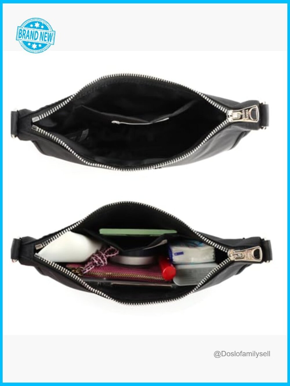 Nylon Crescent Crossbody Bag Minimalist Chic Hobo Shoulder Bag Adjustable Straps - Picture 6 of 7